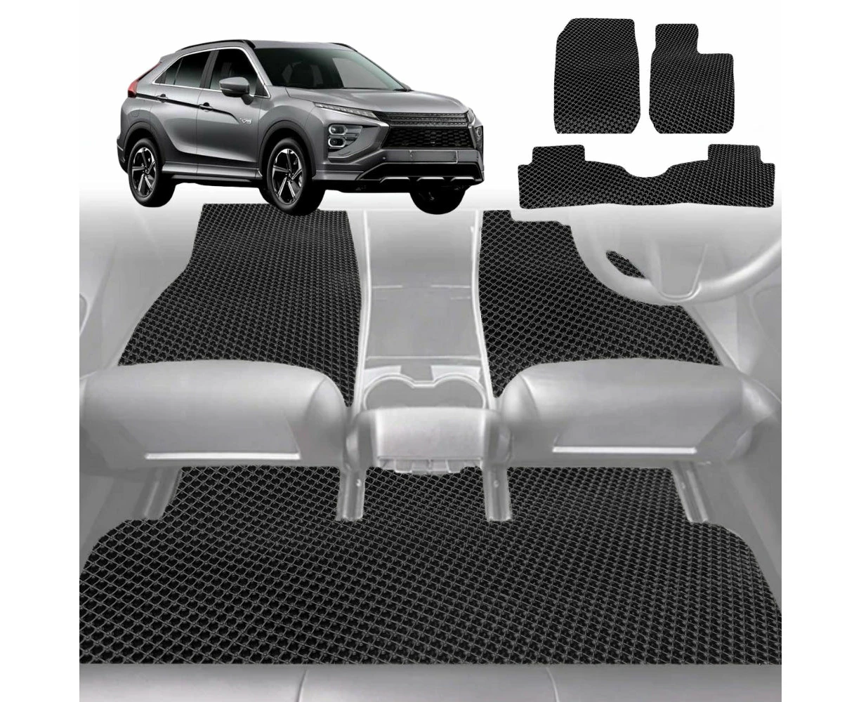 6D Diamond Car Floor Mats for Mitsubishi Eclipse Cross 2017-Current-Full Set-Black-Outback GT