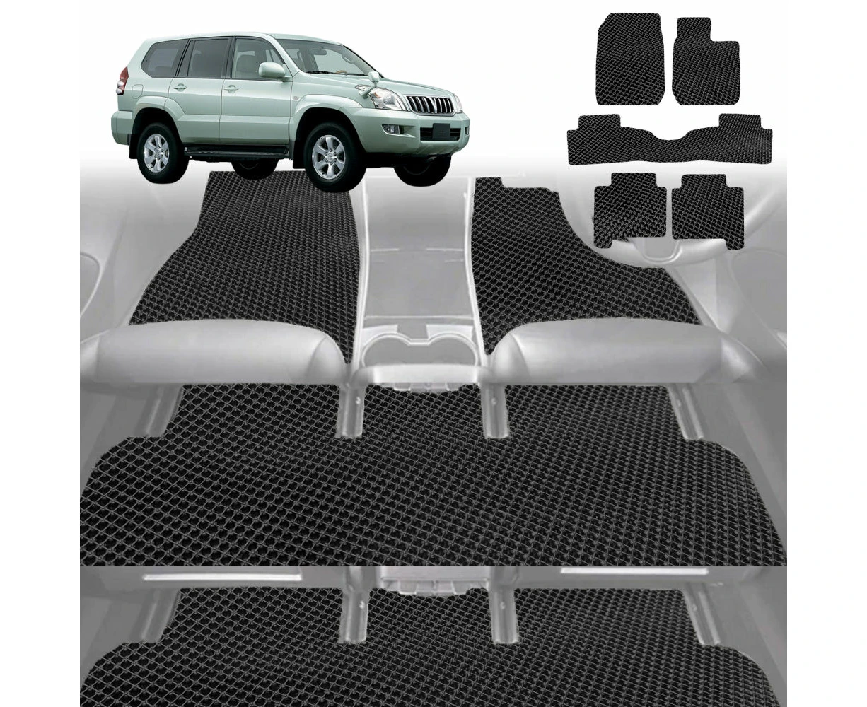 6D Diamond Car Floor Mats for Toyota Prado 2002-2009-Ultimate Set-Black-Outback GT