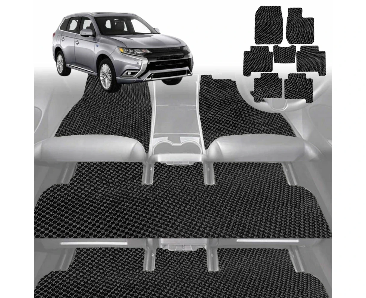 6D Diamond Car Floor Mats for Mitsubishi Outlander 2018-2021-Ultimate Set-Black-Outback GT