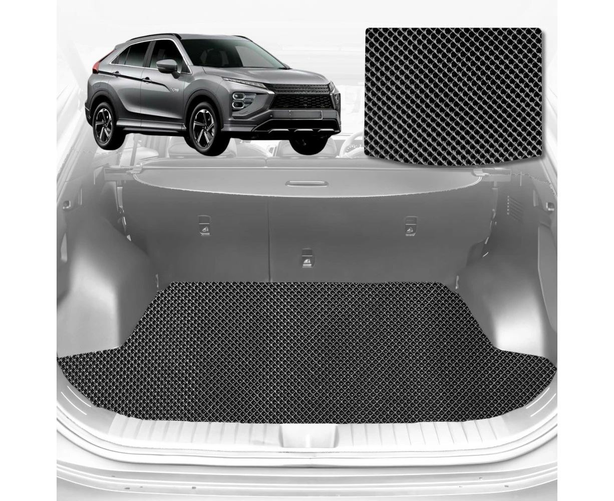 6D Diamond Car Boot Mat for Mitsubishi Eclipse Cross YA2017-Current-without flaps-Cargo Mat-Black-Outback GT