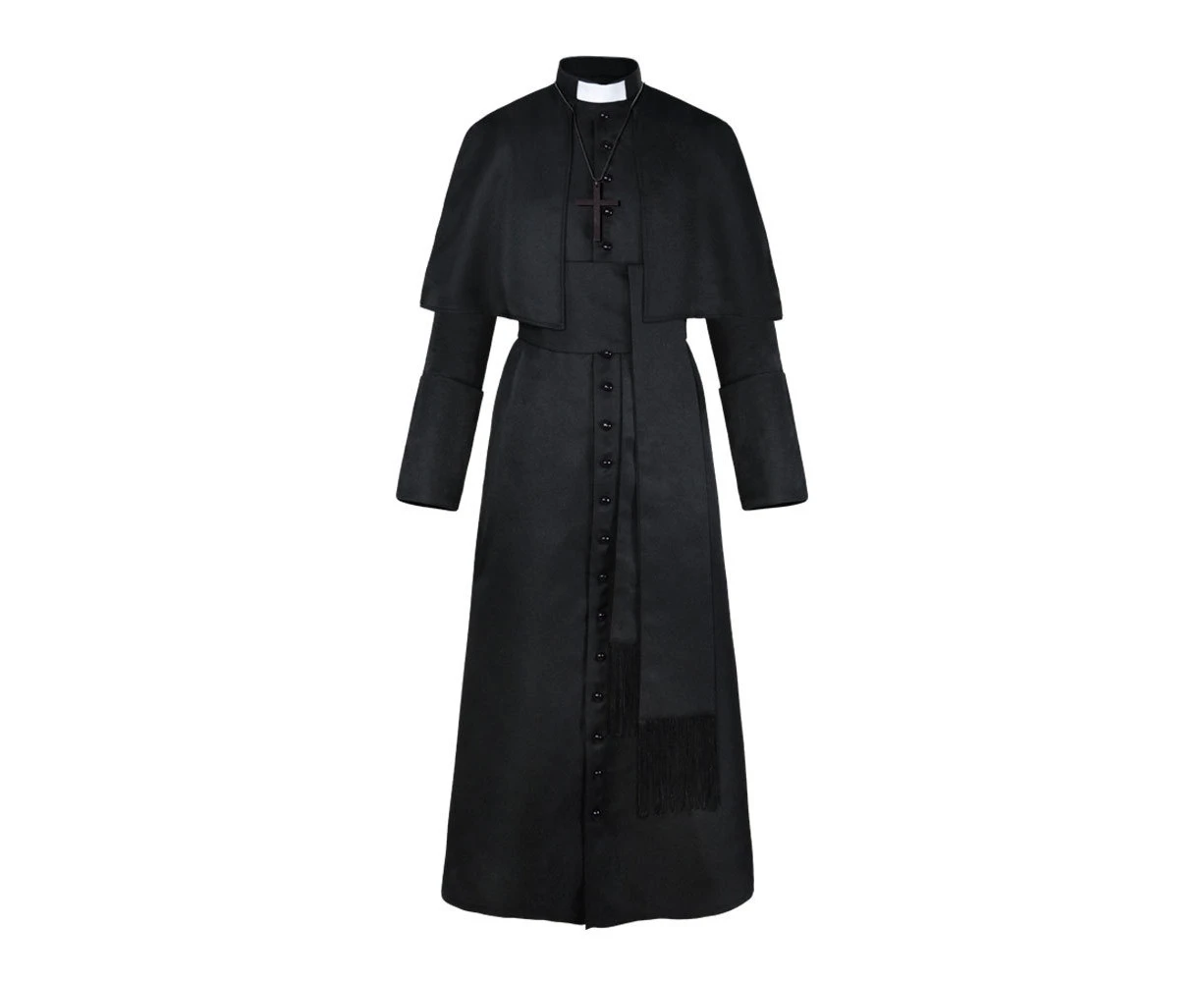 Medieval Cassock Priest Costume Clergy Man Catholic Church Cosplay