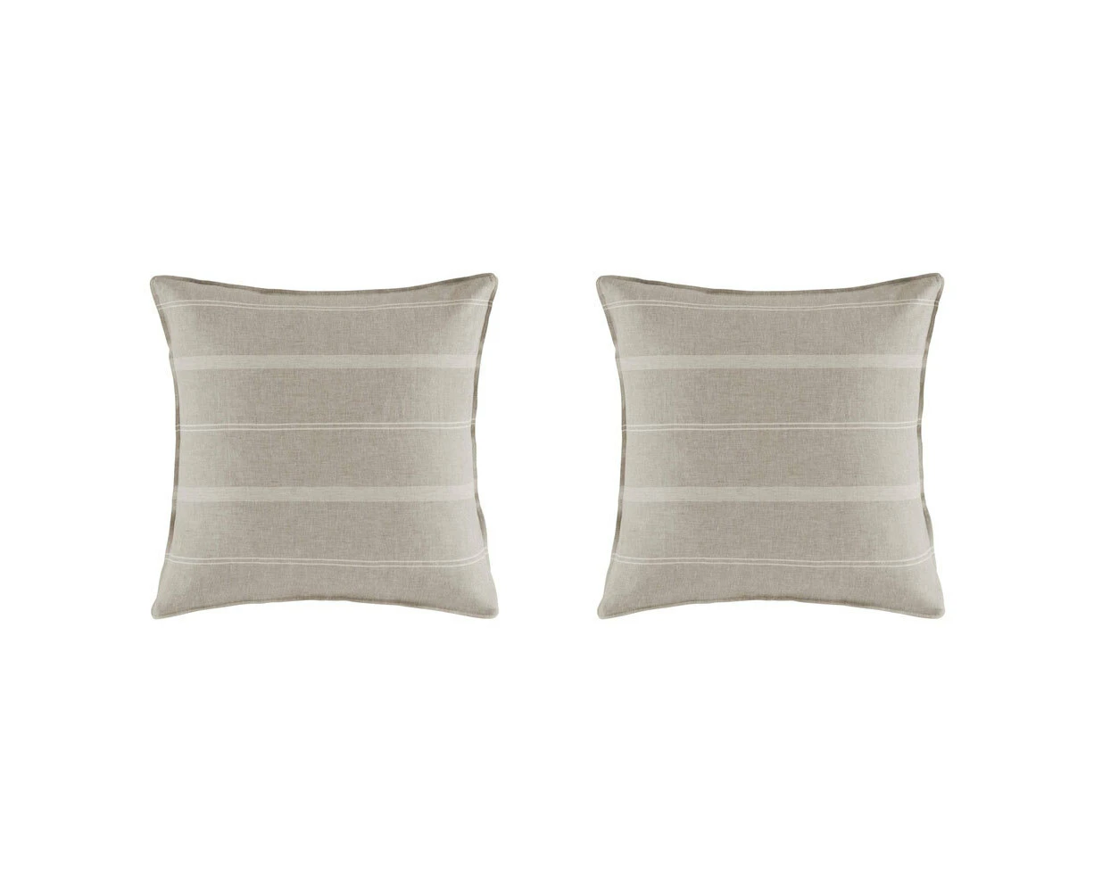 2x Kas Australia Balmoral Euro Throw Pillowcase/Cushion Cover 65x65cm Neutral