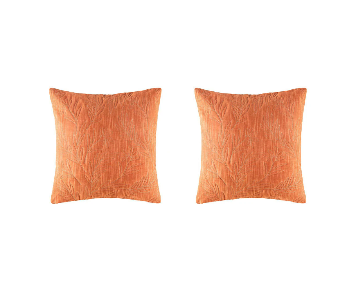 2x Kas Australia Manara Euro Throw Pillowcase/Cushion Cover Square 65x65cm Rust