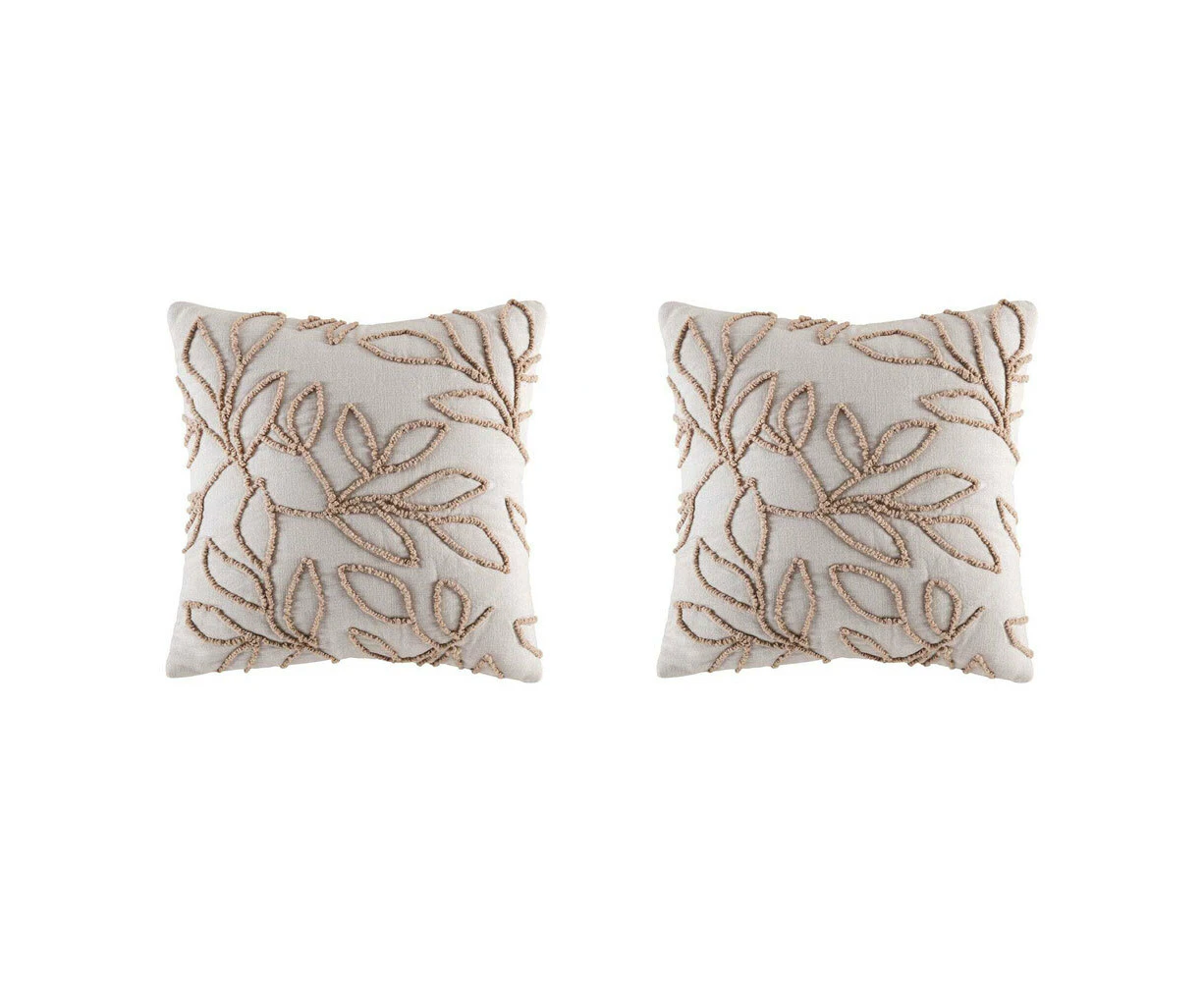 2x Kas Australia Fenton Filled Cushion/Pillow Home Decor Square 50x50cm Natural