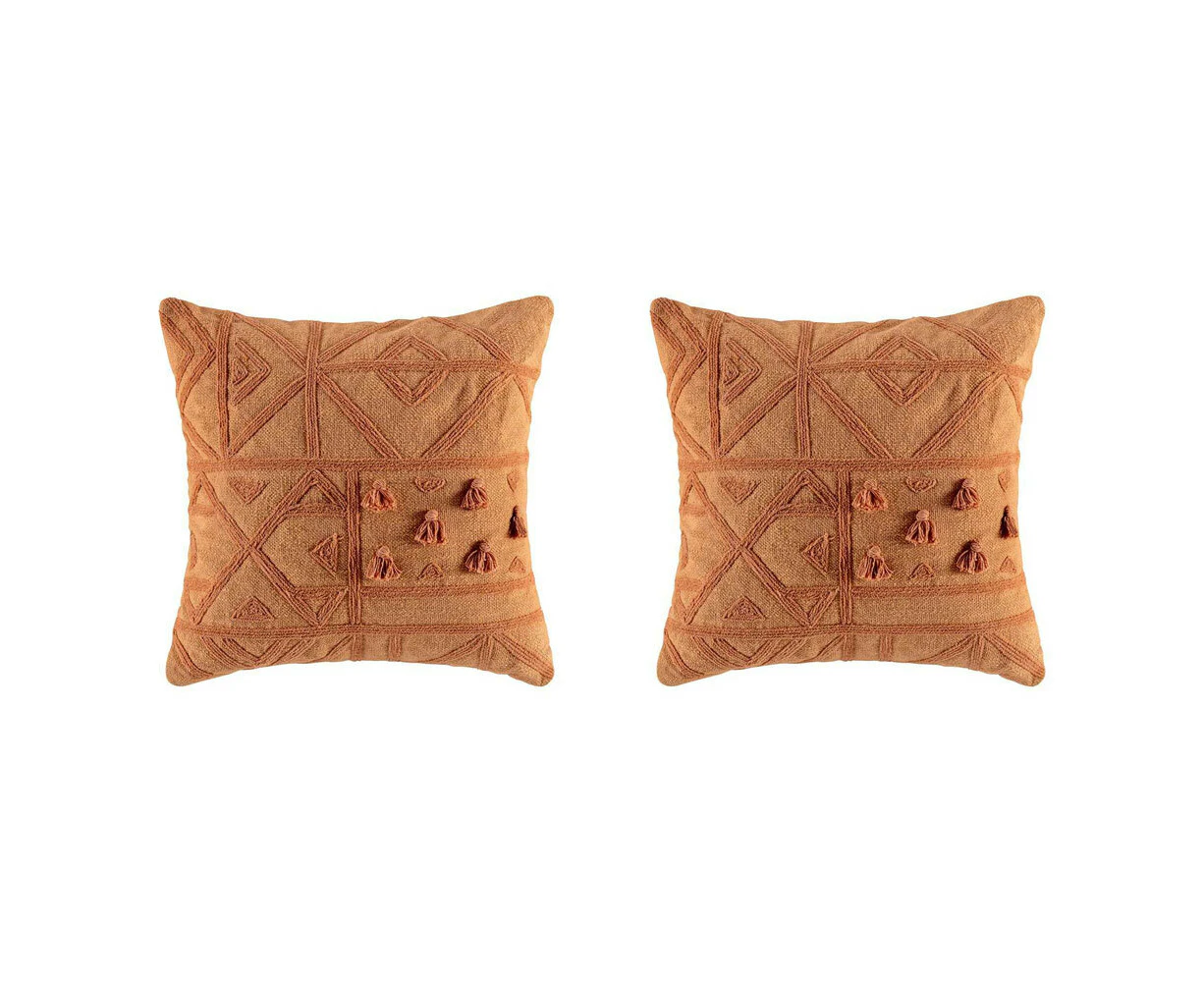 2x Kas Australia Marna Filled Cushion/Throw Pillow Home Decor Sqr 50x50cm Clay