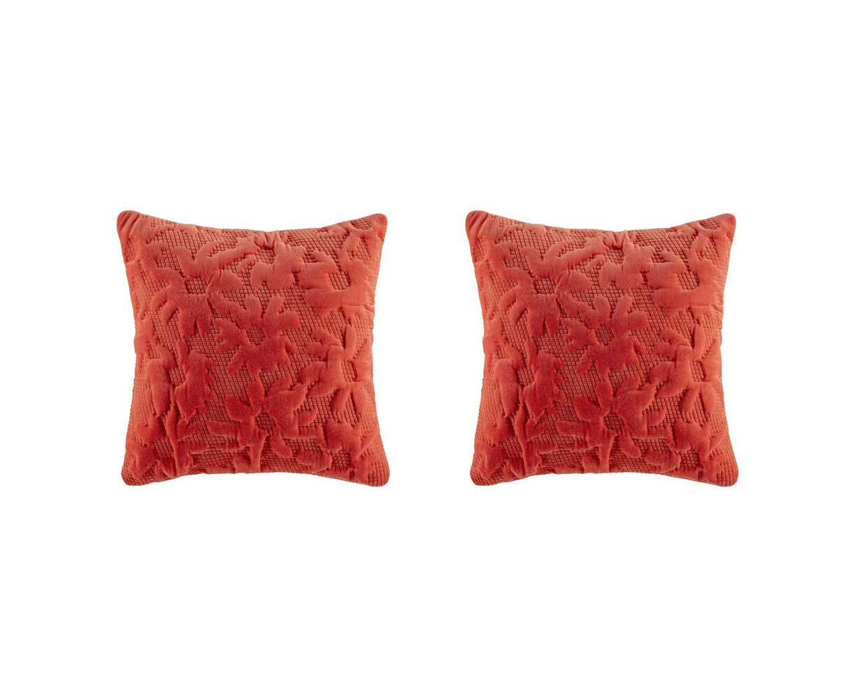 2x Kas Australia Fresca Filled Cushion/Pillow Home Decor Square 50x50cm Tomato