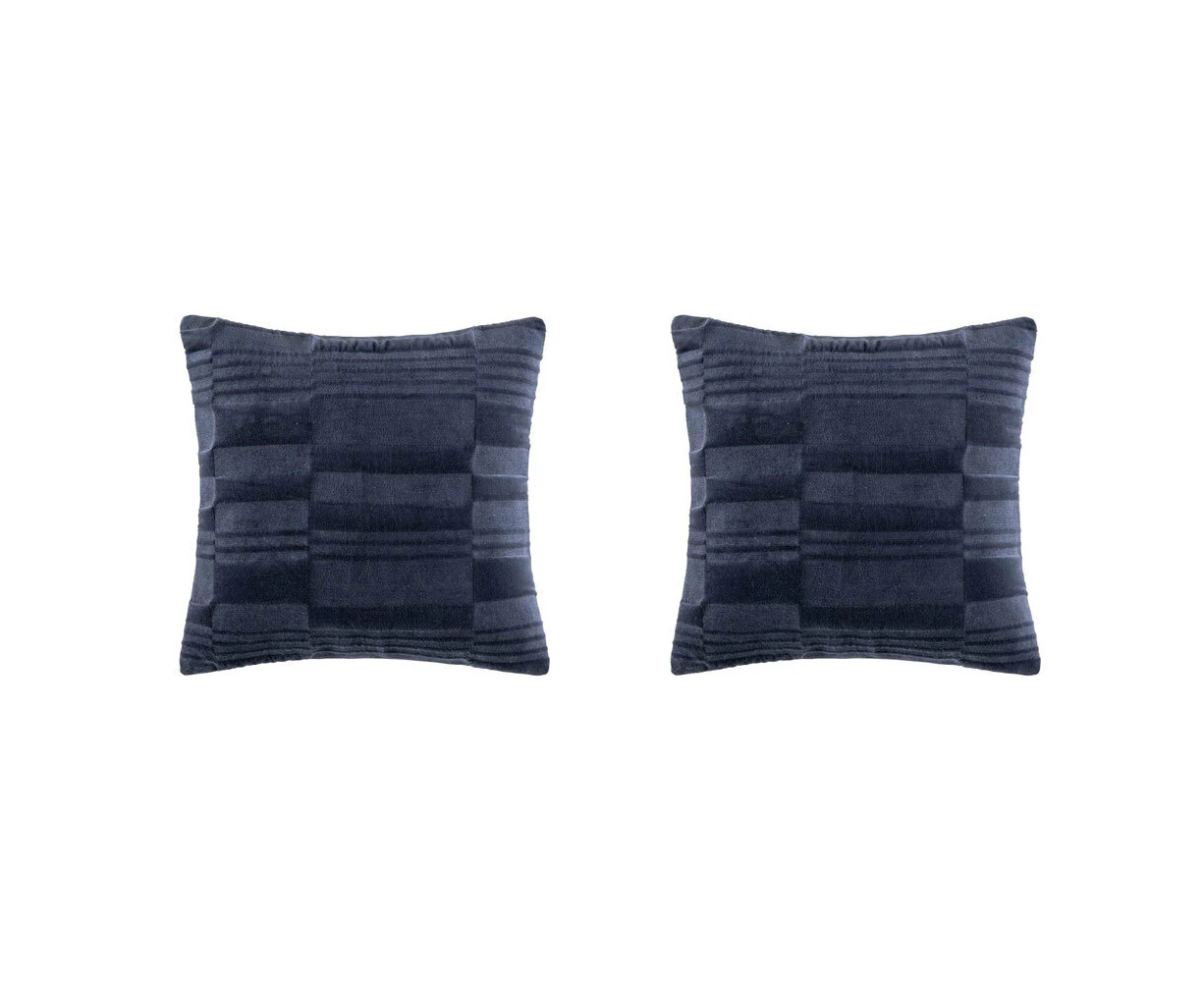 2x Kas Australia Flint Filled Cushion/Throw Pillow Home Decor Sqr 50x50cm Navy