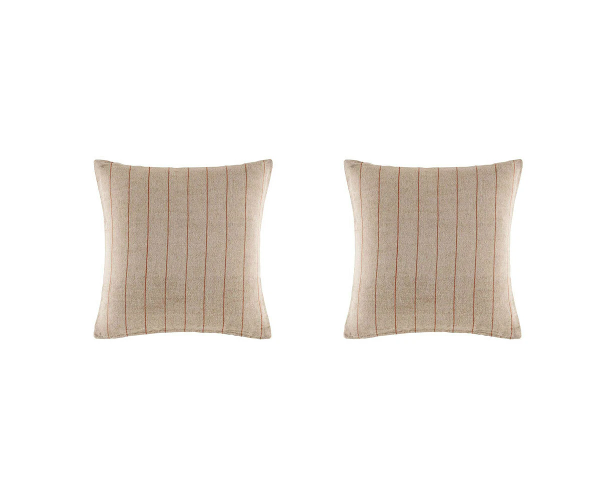 2x Kas Australia Kew Filled Cushion/Throw Pillow Home Decor Square 50x50cm Brick