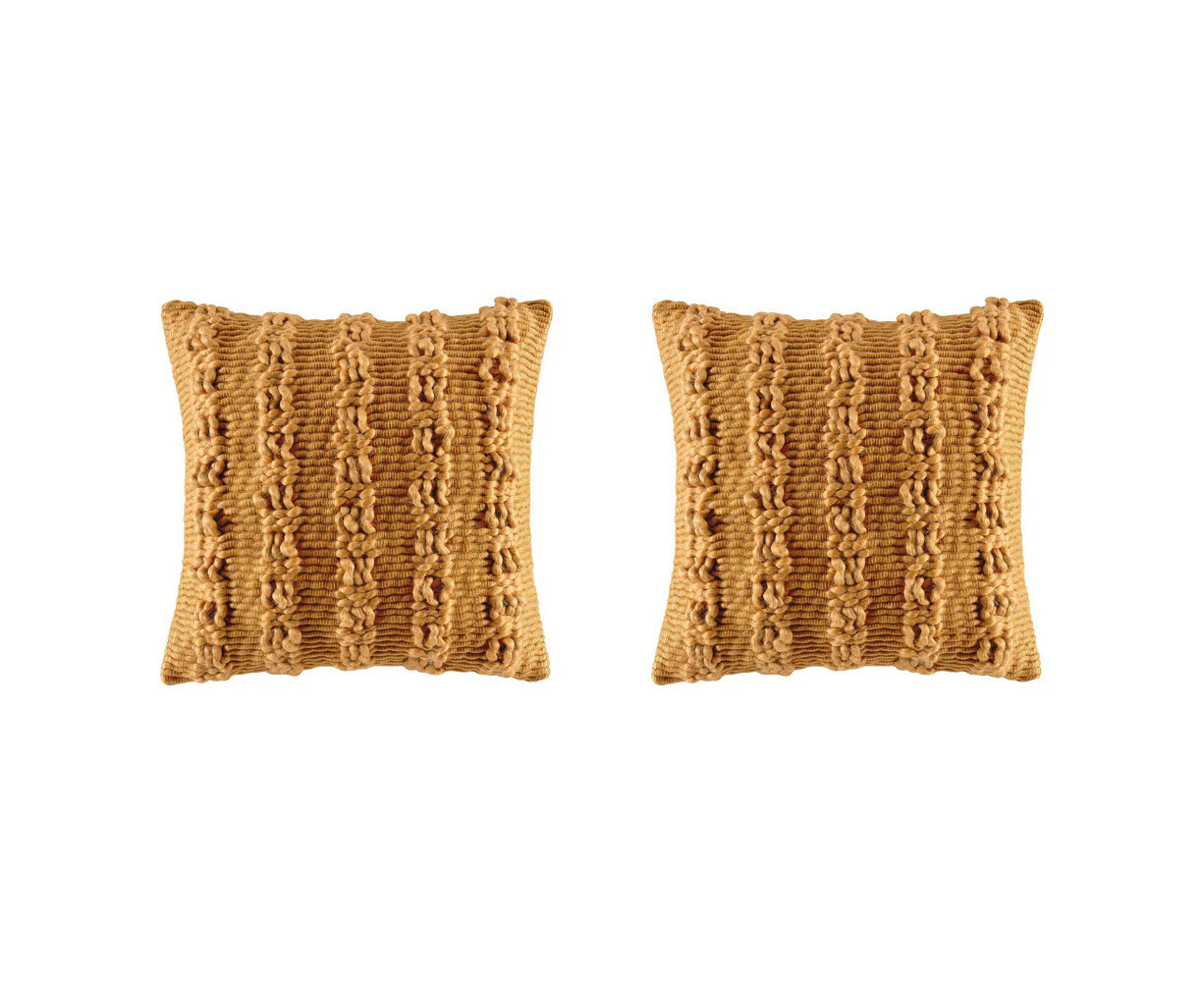 2x Kas Australia Lattice Filled Cushion/Pillow Home Decor Square 50x50cm Mustard