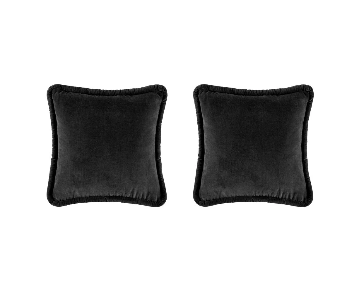 2x Kas Australia Pascale Filled Cushion/Pillow Home Decor Square 50x50cm Black