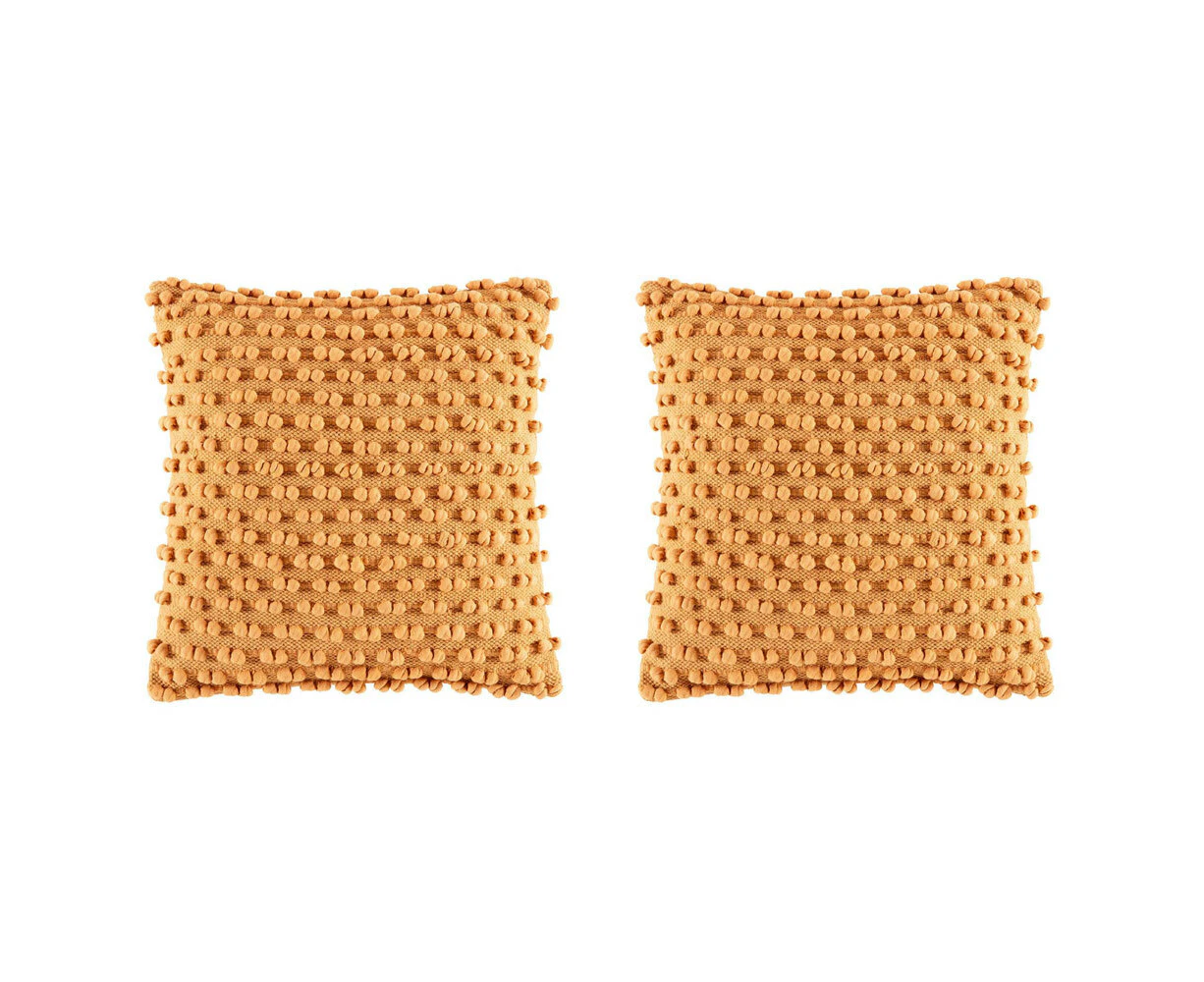 2x Kas Australia Cooper Filled Cushion/Throw Pillow Square Decor 50x50cm Mustard