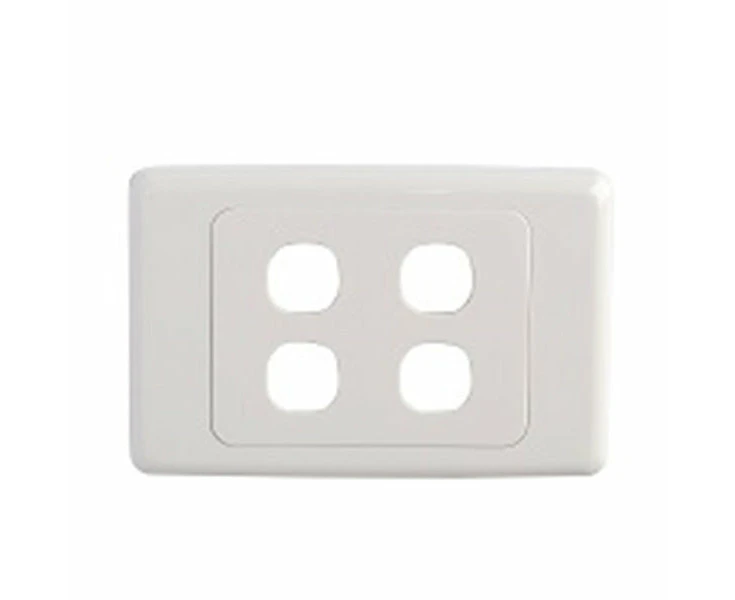 4 Gang Wall Plate Clipsal Compatible White