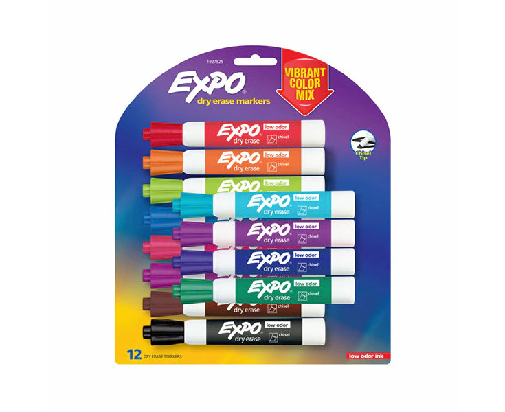 Expo White Board Marker Chisel Tip Vibrant Pk12