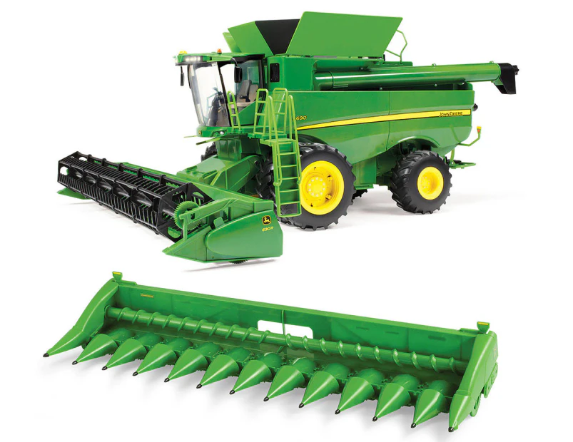 John Deere 1:16 Big Farm Combine w/ Corn and Draper Heads Toy