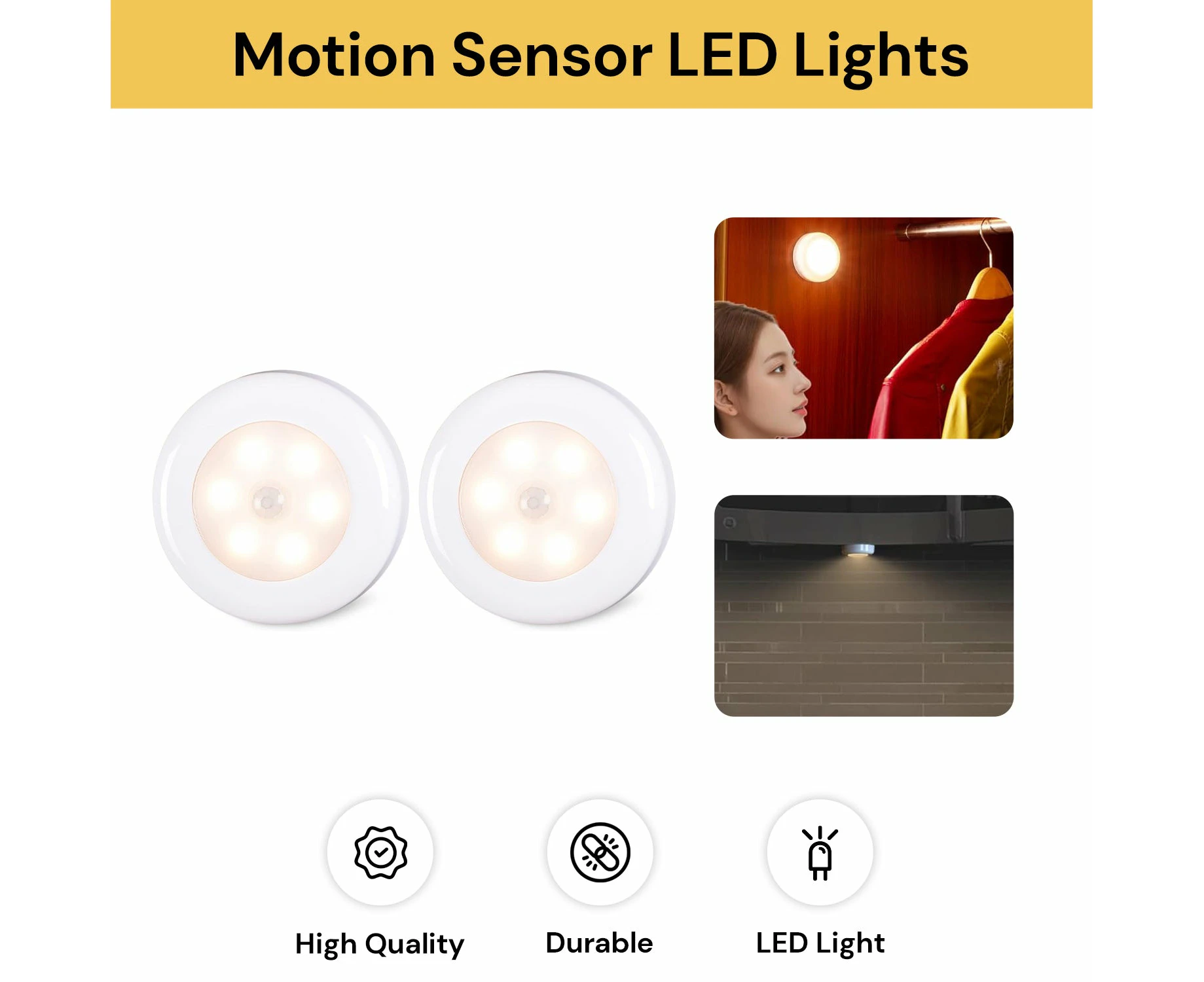 2PCs Motion Sensor LED Light