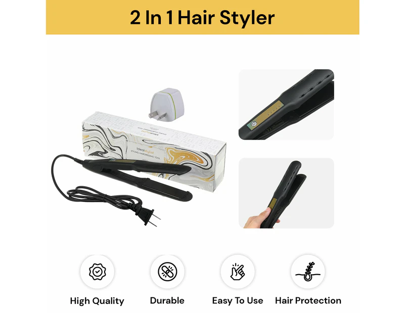 2 In 1 Hair Styler Ceramic Curling Iron and Straightener