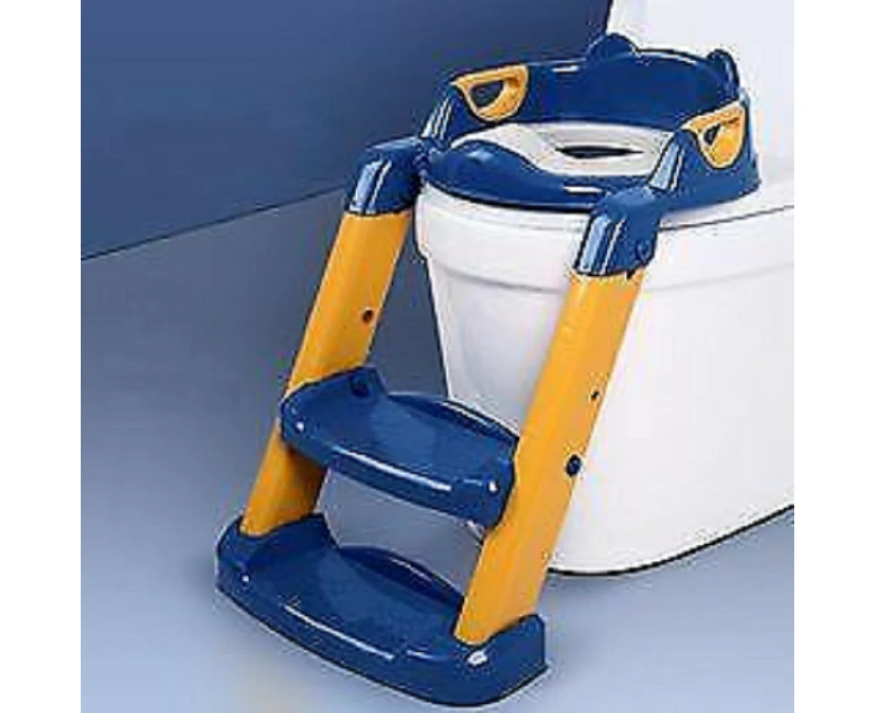 Adjustable Potty Training Seat with Ladder for Kids: Toddler Toilet Chair, Foldable Step Stool, Suitable for Boys and Girls - Yellow