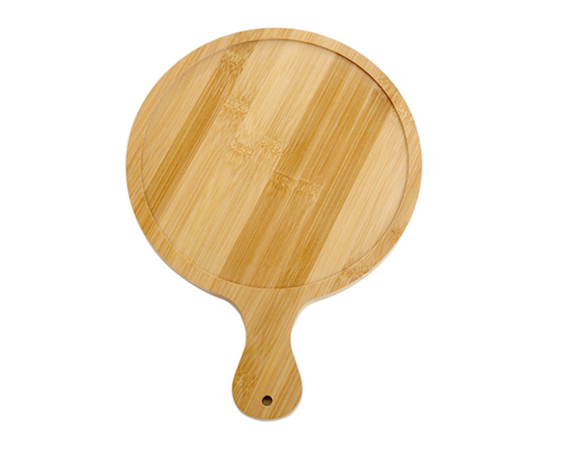 Bamboo Wood Pizza Tray, Clear Texture Round Wooden Serving Plate - 6in for 5in Pizzas