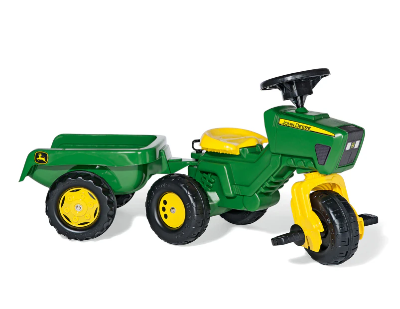 John Deere Kids' Rolly Tractor Trike w/ Trailer Ride-On Toy