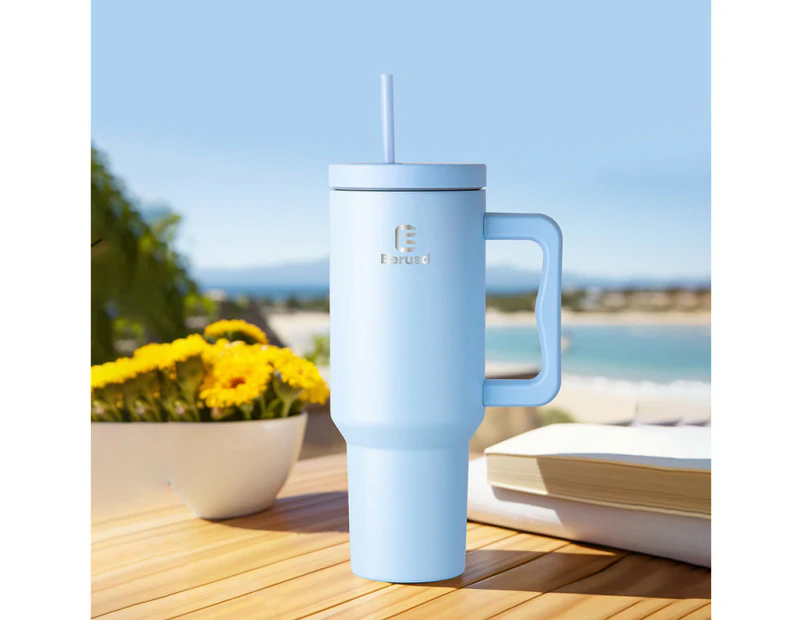 1.2L Insulated Tumbler with Handle and Straw,Insulated Stainless Steel Cup,Reusable Water Bottle, Travel Mug for Women Men, Cupholder Friendly