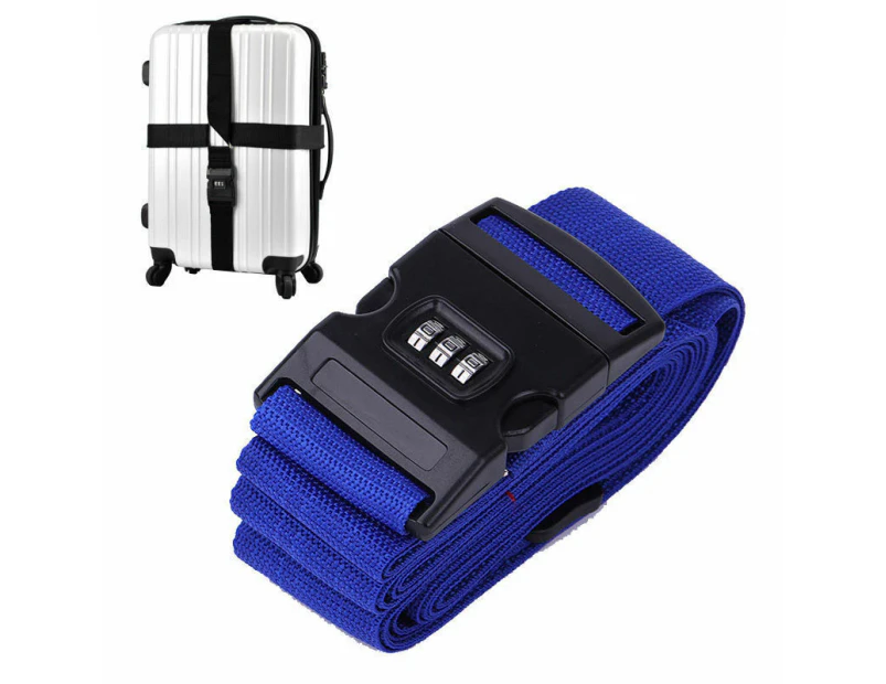 Luggage Straps Suitcase Belts Adjustable 410CM Travel Accessories Luggage Box Fixing Belt with Password 18-34 Inch Travel-blue