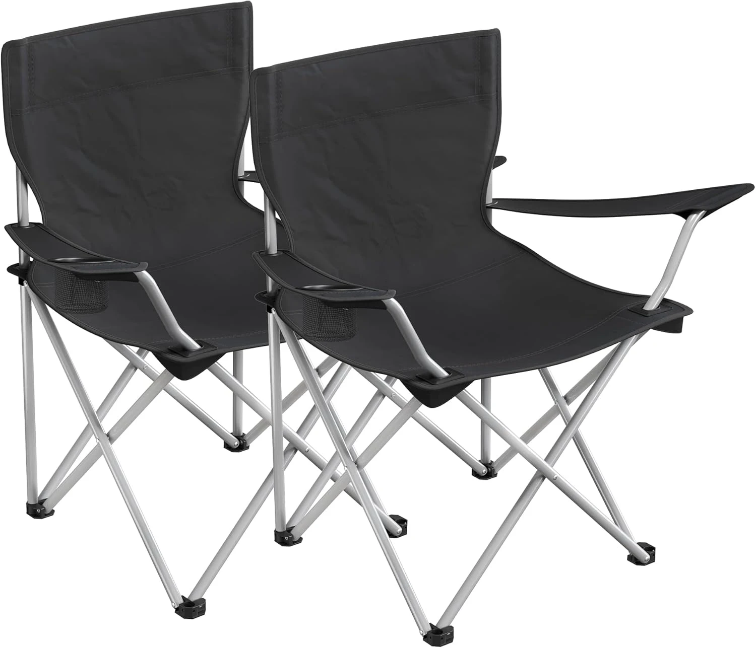 Folding Camping Chairs, Set of 2 Outdoor Chair, with Armrests, Cup Holder, Portable, 120 kg Capacity