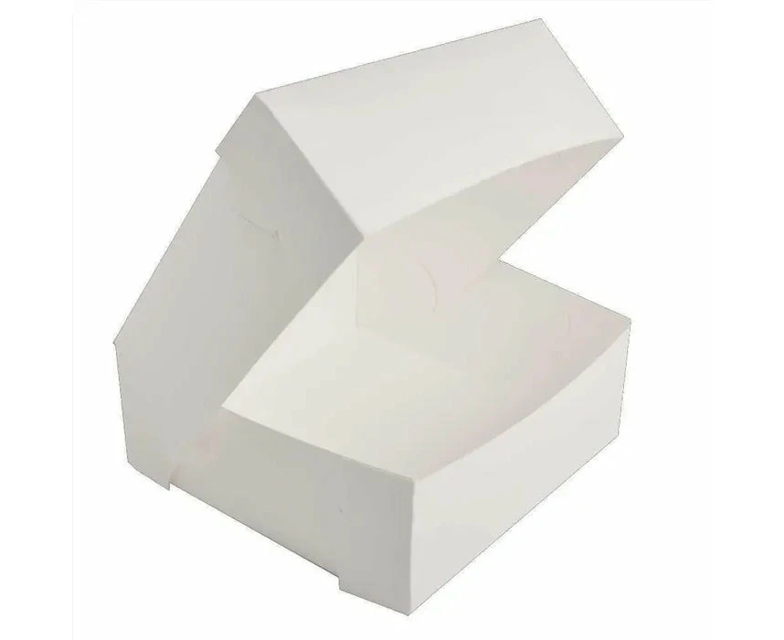 Milk Board Cake Box with Hinged Lid 9x9x2.5" | 100pc/pk