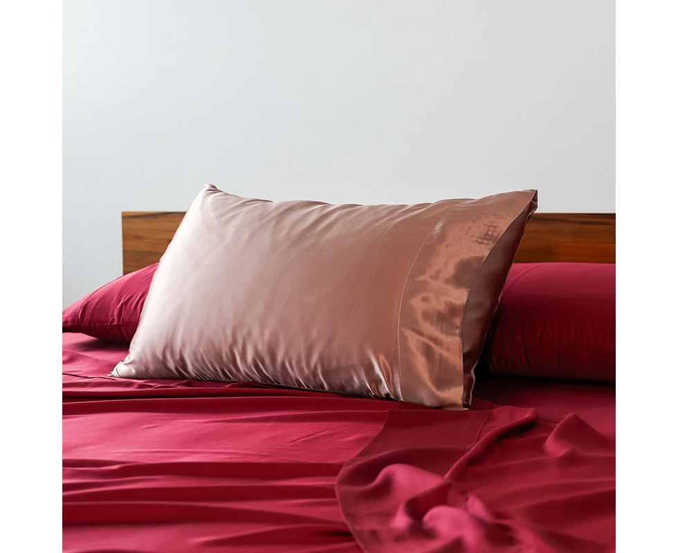 RAGA 100% Pure Mulberry Silk Pillowcase- Rose Gold (Oeko-Tex Certified)