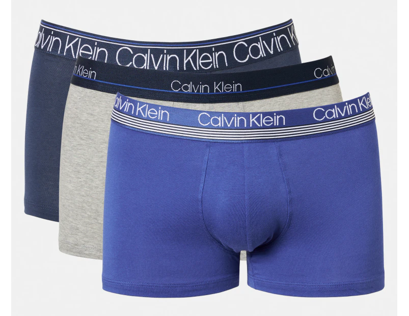 Calvin Klein Men's Cotton Stretch Trunks 3-Pack - Blue/Navy/Grey