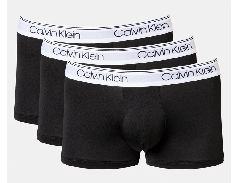 Calvin Klein Men's Microfibre Stretch Low Rise Trunks 3-Pack - Black/White