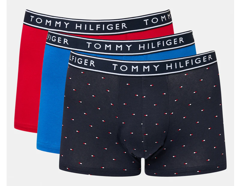 Tommy Hilfiger Men's Cotton Stretch Trunks 3-Pack - Blue Velvet/Navy/Red