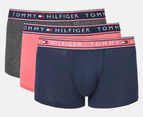 Tommy Hilfiger Men's Cotton Stretch Trunks 3-Pack - English Rose/Navy/Dark Grey Heather