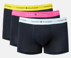 Tommy Hilfiger Men's Signature Cotton Essentials Trunks 3-Pack - Black/Hot Magenta/Lum Blue/Vivid Yellow