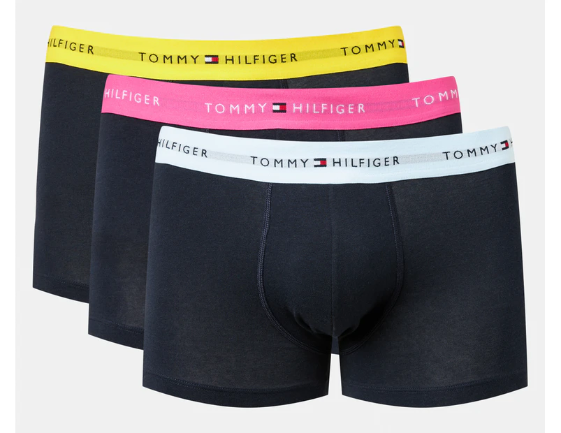 Tommy Hilfiger Men's Signature Cotton Essentials Trunks 3-Pack - Black/Hot Magenta/Lum Blue/Vivid Yellow