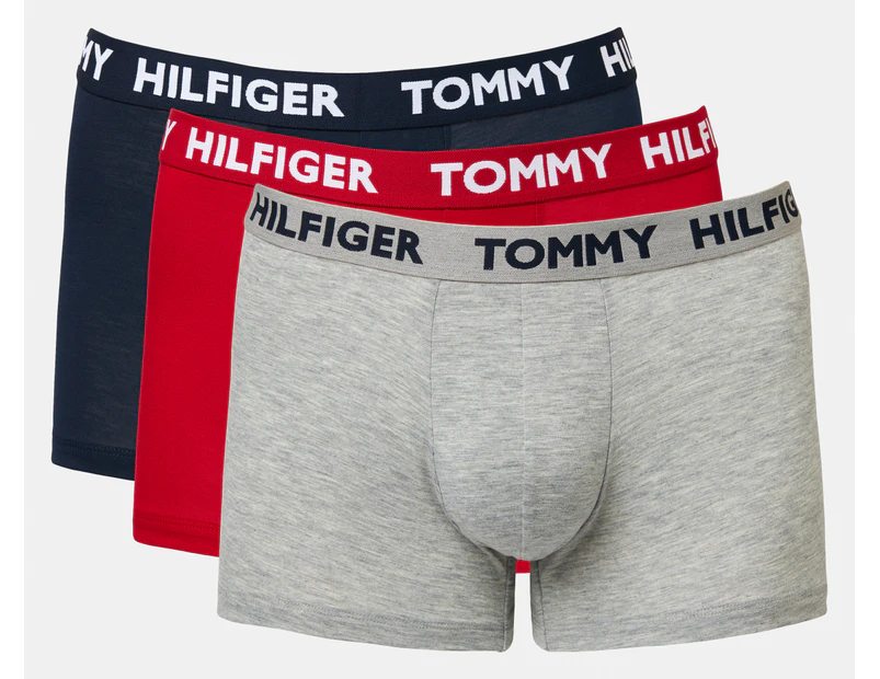 Tommy Hilfiger Men's Statement Flex Trunks 3-Pack - Mahogany/Navy/Grey