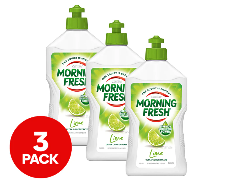 3 x 400mL Morning Fresh Ultra Concentrate Dishwashing Liquid Lime