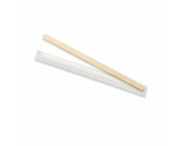 140mm Wooden Coffee Stirrer - individually wrapped 5000pc/ctn