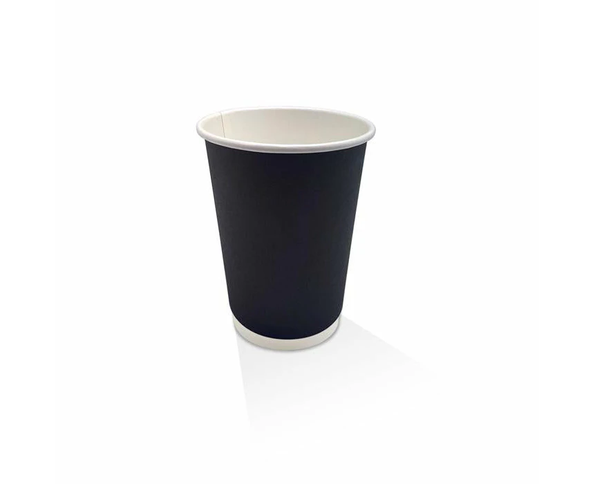 12oz PE Coated Double Wall Coffee Cup/Black 100-500pc