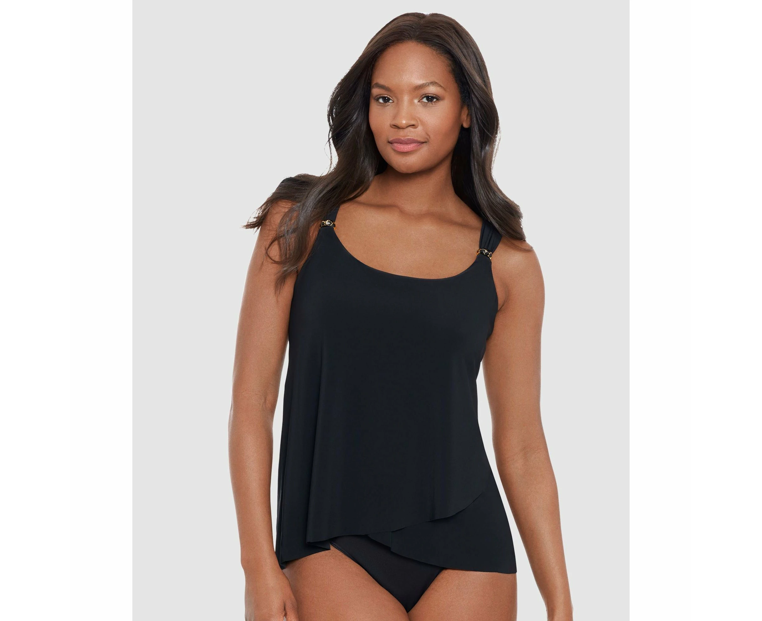 Miraclesuit Swim Women's Razzle Dazzle Dazzle DD Cup Loose Fit Underwired Tankini Top in Black