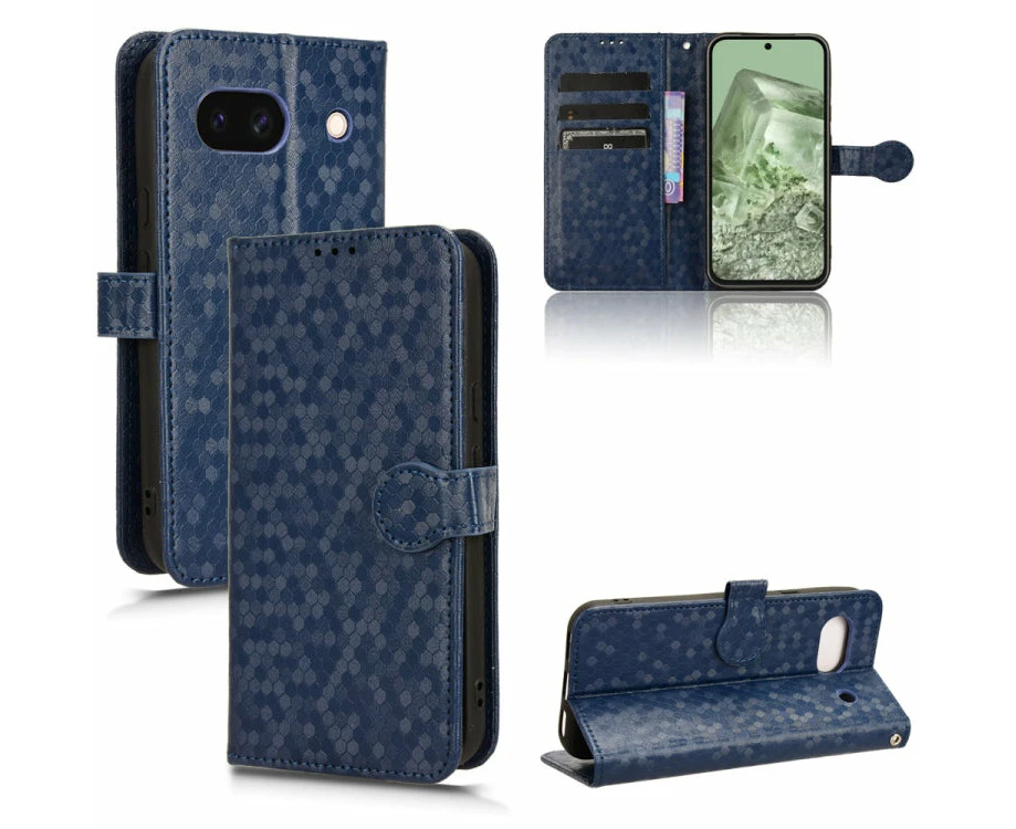 For Google Pixel 8a Honeycomb Dot Texture Leather Phone Case - Blue