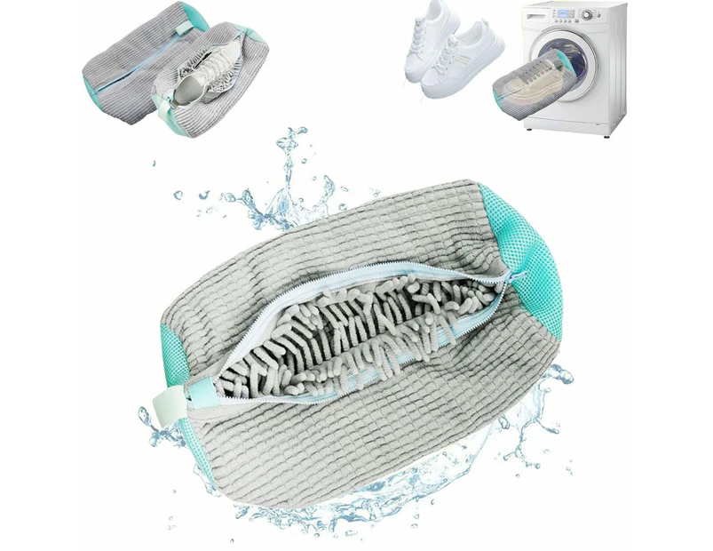 2Pcs Reusable Shoe Washing Bags for Washing Machine Laundry Shoe Bags-Grey