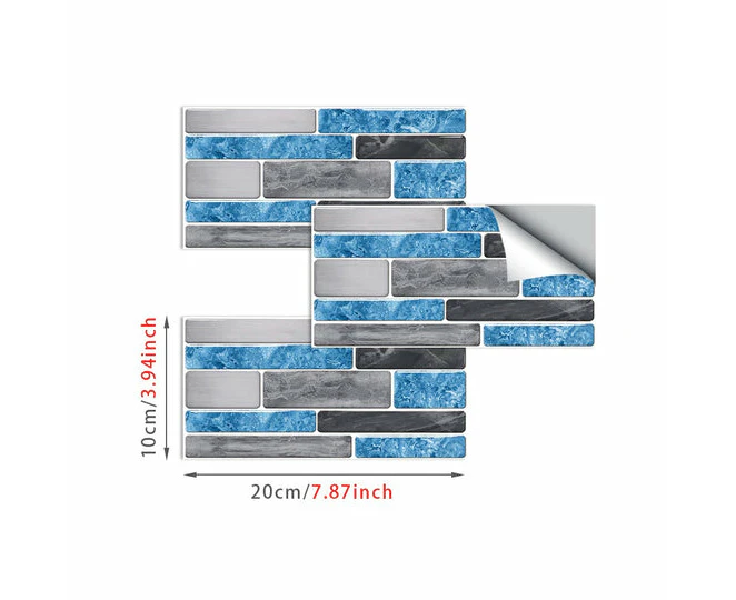 9PCS Mosaic Marble Bricks Self-adhesive Bathroom Kitchen Wall Tile Sticker Raven Sky