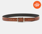 Tommy Hilfiger Reversible Feather Edge Nickel Belt - Tan/Black