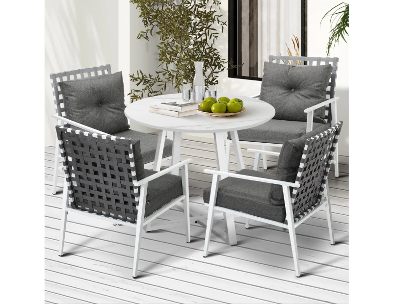 Livsip Outdoor Dining Set Patio Furniture Setting 5PCS Round Table Rattan Chair