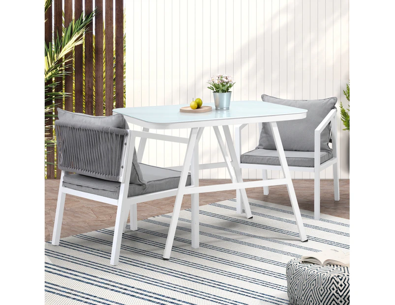 Livsip Outdoor Dining Set Marble-style Table Garden Patio Furniture Setting 3PCS