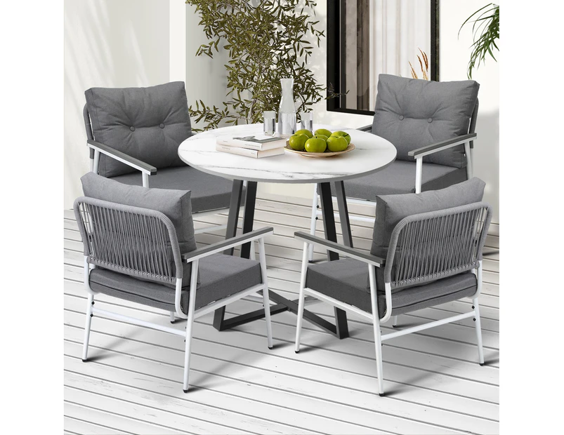 Livsip Outdoor Dining Set Patio Furniture 4 Seater Marble Table