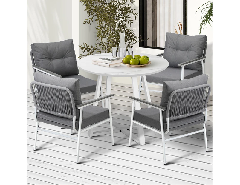 Livsip Outdoor Dining Setting Patio Furniture Set 4 Seater Round Table Chair