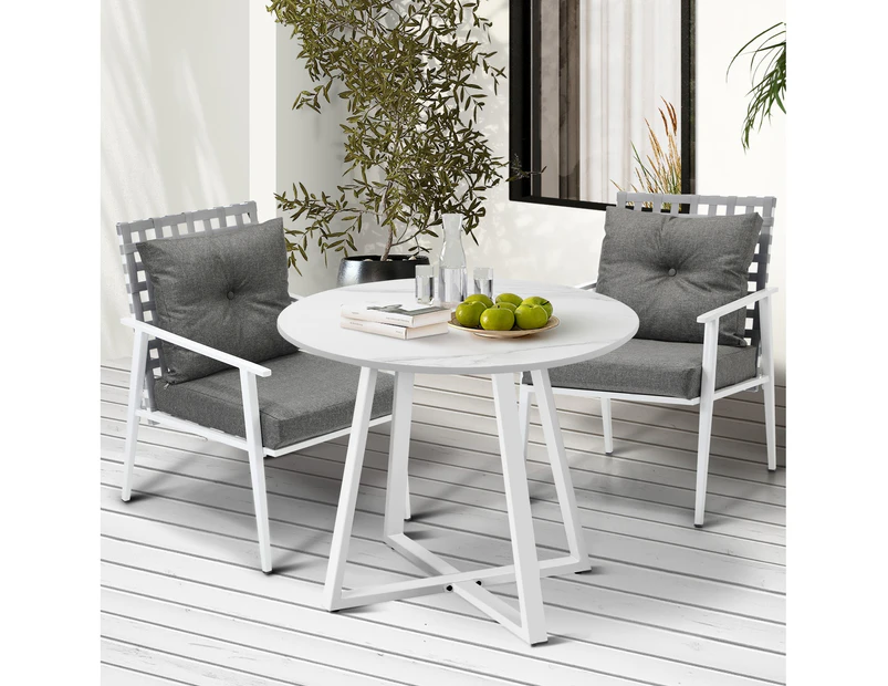 Livsip Outdoor Dining Set Patio Furniture Setting 3PCS Round Table Rattan Chair