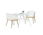 Livsip 3PCS Outdoor Dining Set Patio Furniture Setting Garden Marble-style Table