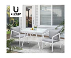 Livsip Outdoor Dining Set Marble-style Table Garden Patio Furniture Setting 3PCS